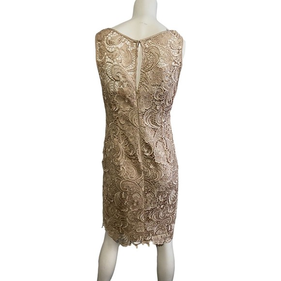 Adrianna Papell Womens Gold Champagne Lace Dress Size 6 - Picture 11 of 12